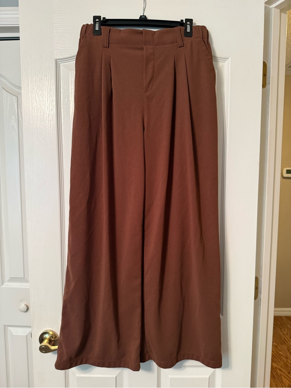 HALARA Flex Waffle Pants Brown Wide Leg Size Large Regular